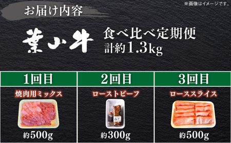【全3回定期便】葉山牛 食べ比べ定期便(ローストビーフ・焼肉用ミックス・ローススライス)／牛肉 肉 焼肉 神奈川県 葉山町【葉山牛ステーキレストラン 角車】[ASBD021]