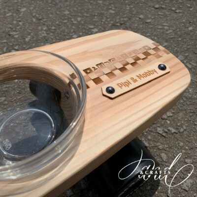 【＆CRAFTS】Pet bowls stand−3BOWLS−(Red)※名入れプレート付き【1257968】