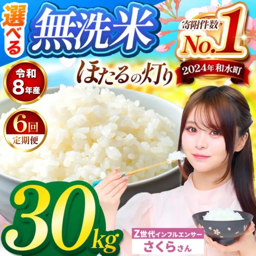 【 新米 予約 】 【 定期便 6回 】 令和8年産 熊本県産 ほたるの灯り 無洗米 30kg こめ 米 訳あり 規格外