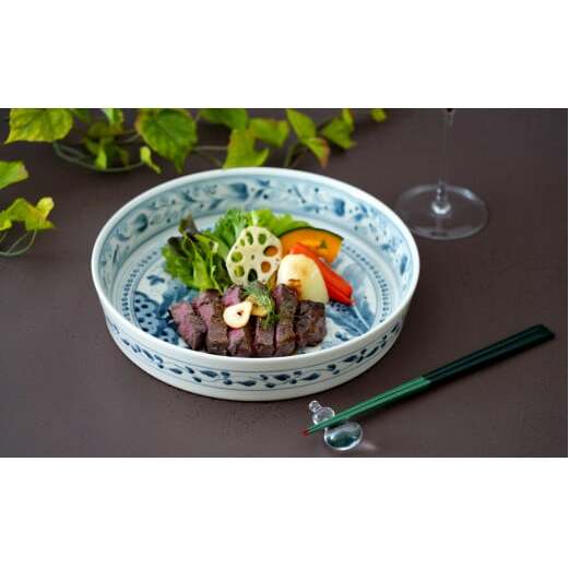 有田焼 坂本窯陶工房 花鳥文水盤型菓子鉢 A300-45