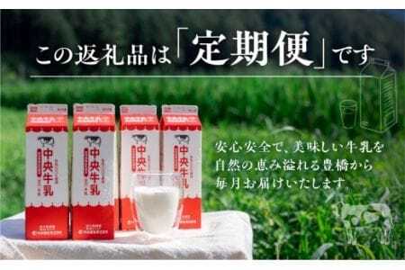 中央製乳 のんほい牛乳 1年 定期便 1L 6本 計6L 