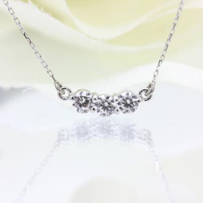 ふるさと納税 韮崎市 ネックレス PT900 プラチナ ダイヤモンド 0.3ct  両吊ライン ペンダント f030-pt |  | 01