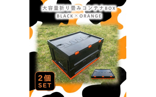 
折畳式コンテナBOX ブラック×オレンジ 2個SET【1318331】
