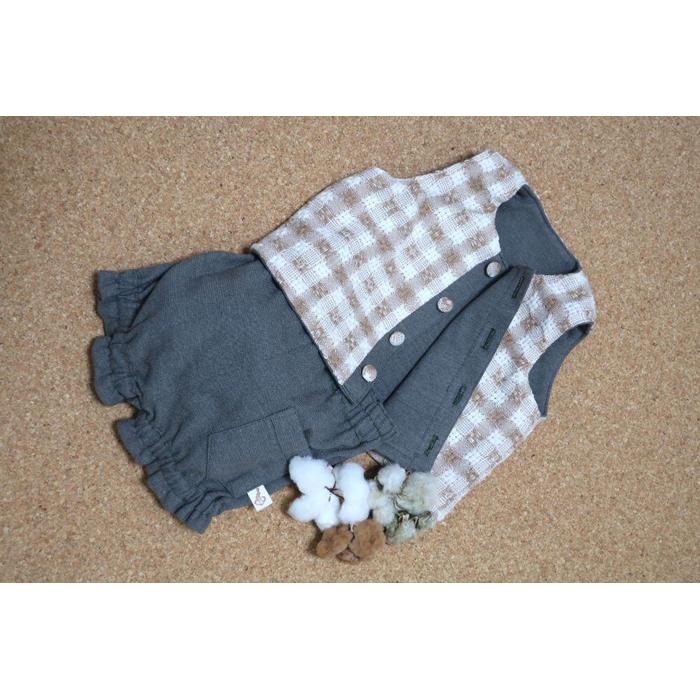 【ふるさと納税】 乳児用 白綿・茶綿・緑綿 鉄媒染 リバーシブルベスト + カボチャパンツ 男女共用 ベビー服 ベビー ベスト パンツ ズボン 子供服 スリーパー チェック 新生児 コットン リバーシブル 女の子 男の子 出産祝い プレゼント ギフト 赤ちゃん ベビーグッズ