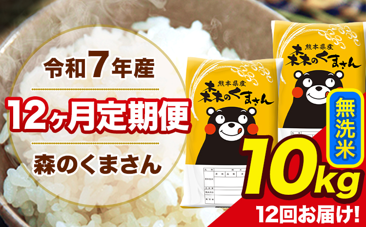 令和7年産 森のくまさん【12ヶ月定期便】 無洗米 10kg 5kg×2袋 計12回お届け 《お申込み翌月から出荷》 お米 こめ 熊本県産 ご飯 備蓄