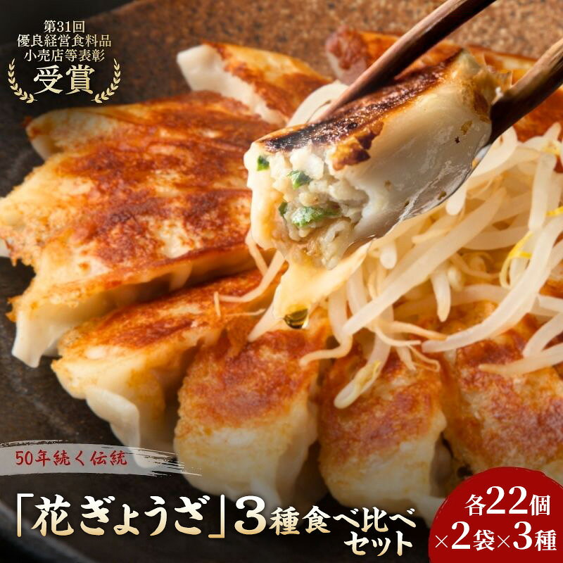 【ふるさと納税】「花ぎょうざ」3種食べ比べセット 132個（各22個×2袋×3種） 餃子 冷凍餃子 冷凍ギョーザ 手作り餃子 ギョーザ セット 食べ比べ 点心 中華 中華料理 惣菜 簡単調理 加工食品 静岡県 森町