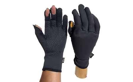 撥水 フッシングフリースグローブ (3本指切り、5本指) ブラック フィッシング フリース グローブ 手袋 防寒 滑り止め 釣り 自転車 Lサイズ