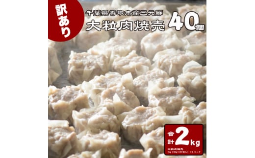 ＜訳あり＞千葉県香取市産三元豚　大粒肉焼売 40個＜1kg(50g×20個入)×2パック＞【1513598】