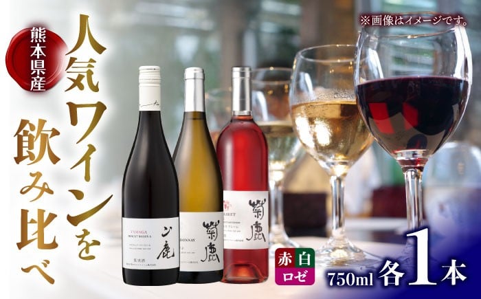 
                  ワイン3本セット 菊鹿シャルドネ&菊鹿カベルネクレーレ2023&山鹿マスカットベーリーA2024 化粧箱付 わいん【菊鹿ワイナリー】 [ZFB007]
                