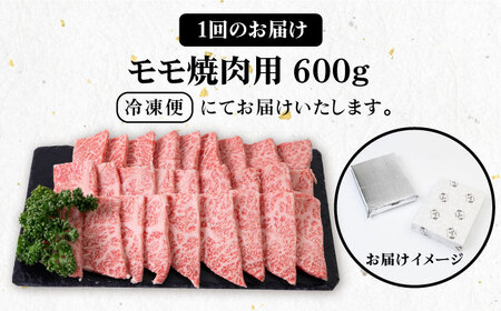 【全3回定期便】 壱岐牛 モモ 600g（焼肉用）《壱岐市》【壱岐市農業協同組合 肉 牛肉 モモ 焼肉 BBQ 赤身  [JBO107] コダワリ焼肉 こだわり焼肉 おすすめ焼肉 おススメ焼肉 人気焼
