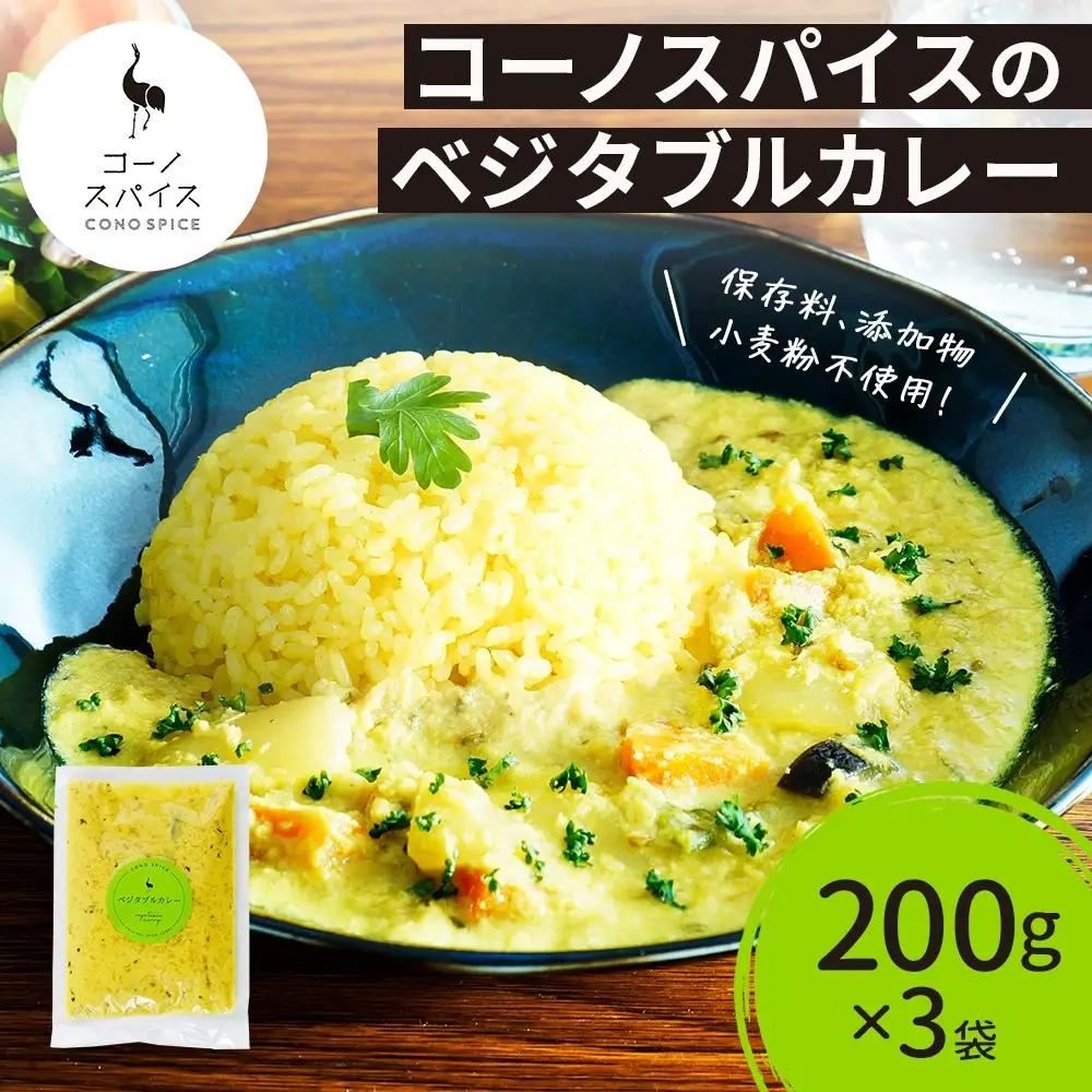 コーノスパイス ベジタブルカレー 200g×3パック スパイスカレー 和風出汁 クリーミー ココナッツ 小麦粉不使用 グルテンフリー カレーライス CONO SPICE コーノコーラ 愛知県 名古屋市