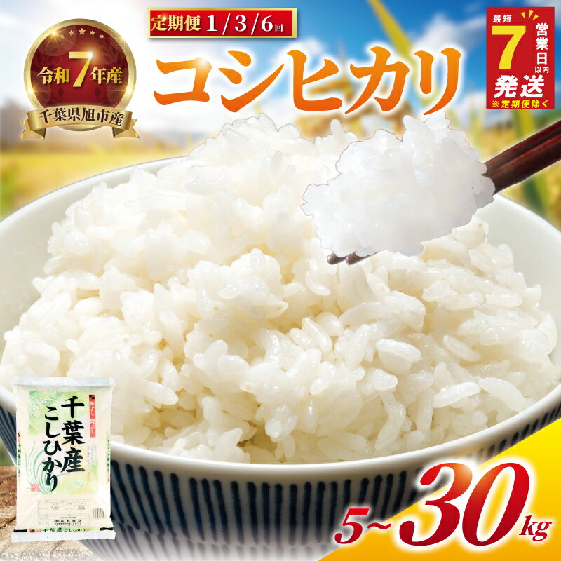 【ふるさと納税】 ＼最短7営業日以内発送／ 令和7年 コシヒカリ 定期便 5kg 10kg 15kg 30kg 日時指定 可 選べる 回数 1回 3回 6回 3ヶ月 6ヶ月 米 白米 精米 千葉県産 こしひかり お米 おこめ コメ こめ kome 7年産 令和7年 令和7年産米 2025 千葉県 旭市 有限会社高野商店