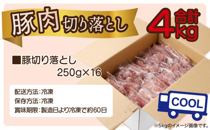《2026年5月発送》豚肉切り落とし 250g×16パック 合計4kg