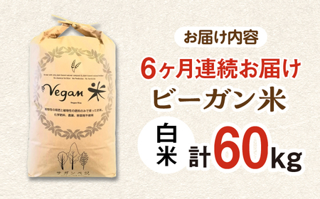 【全6回定期便】ビーガン米 白米 計60kg（10kg×6回） / 佐賀県 / 株式会社サガンベジ [41ANCH008]