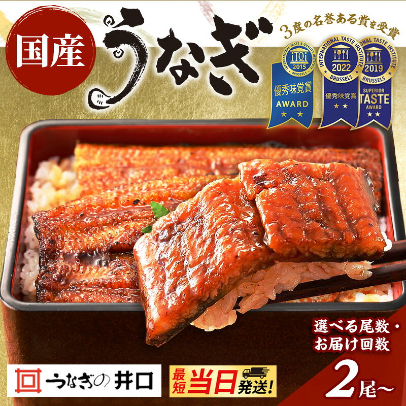 【ふるさと納税】国産うなぎ 長蒲焼 選べる容量 回数 定期便 2尾～ ITI優秀味覚賞受賞 たれ・山椒付き うなぎ蒲焼 浜名湖 鰻 最強発送 当日発送 すぐ発送 惣菜 おかず 静岡 浜松市 【配送不可：離島】