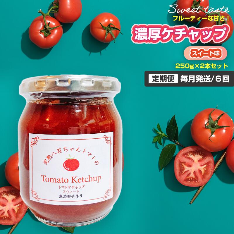 【ふるさと納税】【定期便・全6回】濃厚ケチャップ スイート味 250g 2本セット × 6回｜国産 姫路産 八百ちゃんトマト 着色料・保存料不使用