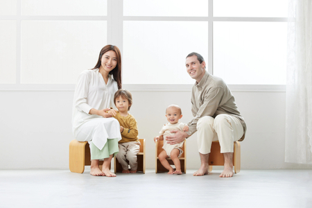 HOPPL（ホップル）　コロコロベビーチェア（ブルー）　チェアクッション（ギンガムチェック）付き