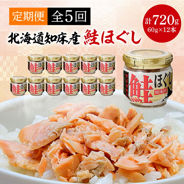 【ふるさと納税】【毎月定期便】知床産　鮭ほぐし　60g×12本(計720g)全5回【4010370】