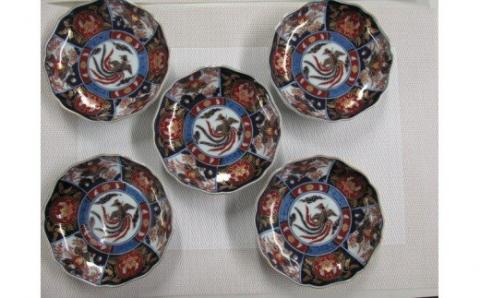 【伊万里焼】古伊万里金彩牡丹木甲 13cm皿（5枚入り） H462