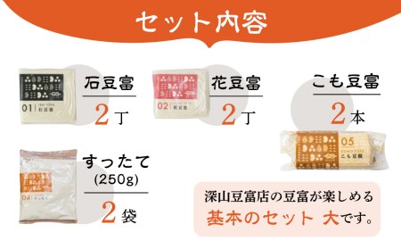 ＼満点☆青空レストランでご紹介／ 深山豆富店  基本の4種セット 大 石豆富 食べ比べ 堅豆腐 木綿豆腐 すったて こも豆腐 詰め合わせ 白川郷 豆富 豆腐 とうふ 高級 ギフト お取り寄せ 豆腐ステ