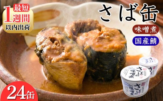 サバの味噌煮（缶詰）190g×24缶入／1箱 1週間以内出荷 鯖 鯖缶 さば缶 寒さば 鯖 さば サバ 脂 缶詰 みそ煮 骨まで 柔らか パスタ 煮物 ご飯 おかず おつまみ 保存食 備蓄用食品 鉾田市 茨城県 送料無料 国産 茨城 鉾田 味噌だれ