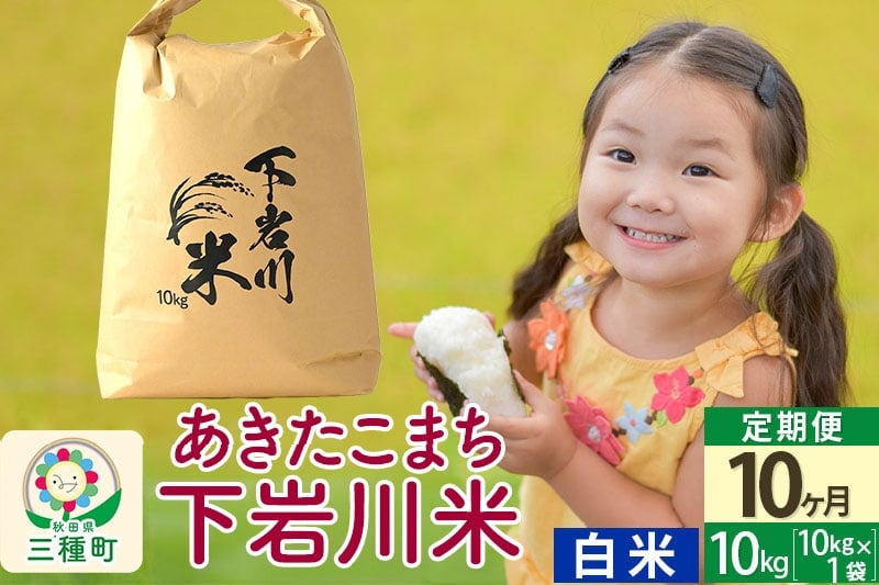 
            【R8年新米予約】 《10ヶ月定期便》【白米】あきたこまち 10kg (10kg×1袋) 秋田県三種町産 令和8年産 下岩川米
          