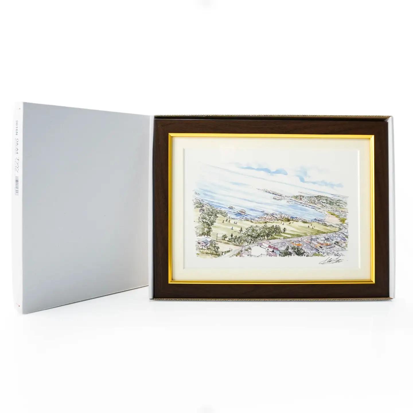 【種差海岸】八戸の風景 複製画 26.5×36.0×3.0 800g 風景画 額付き マット 青森県 八戸市　
