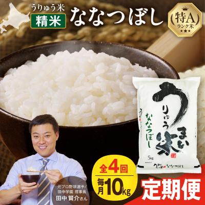 ふるさと納税 雨竜町 【定期便全4回】うりゅう米 ななつぼし 精米 10kg(5kg×2袋)毎月1回お届け