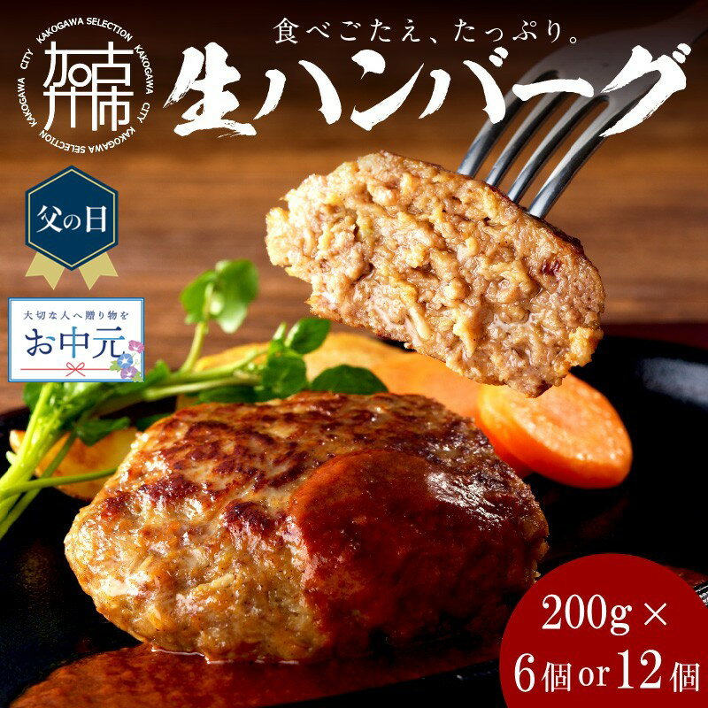 【ふるさと納税】【＼父の日・お中元／】【レビューキャンペーン】【食べ応えたっぷり！】 自家製生ハンバーグ200g 6個 12個 《 惣菜 ハンバーグ 肉 小分け 簡単調理 冷凍 焼くだけ 加古川市 グルメ 自家製 牛ミンチ おすすめ プレゼント お取り寄せ 選べる 》