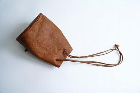 【レザー巾着】Drawstring bag　カラー：Red Brown