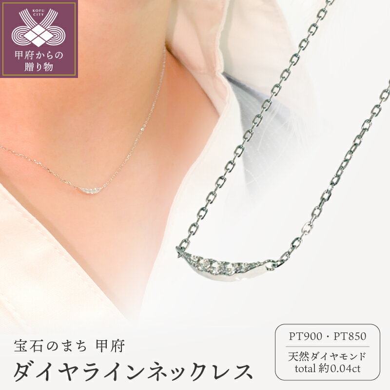 【ふるさと納税】＜ 甲府ジュエリー ＞ ネックレス ペンダント ジュエリー アクセサリー レディース 天然ダイヤモンド 合計約0.04ct Pt900/Pt850 プラチナ シンプル ラインネックレス ジュエリーケース付 保証書付 k358-012