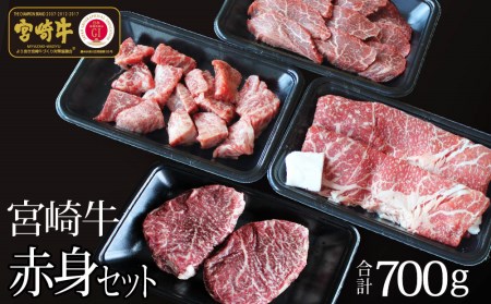 ＜宮崎牛＞赤身肉セット 合計700g ※90日以内発送【D82】