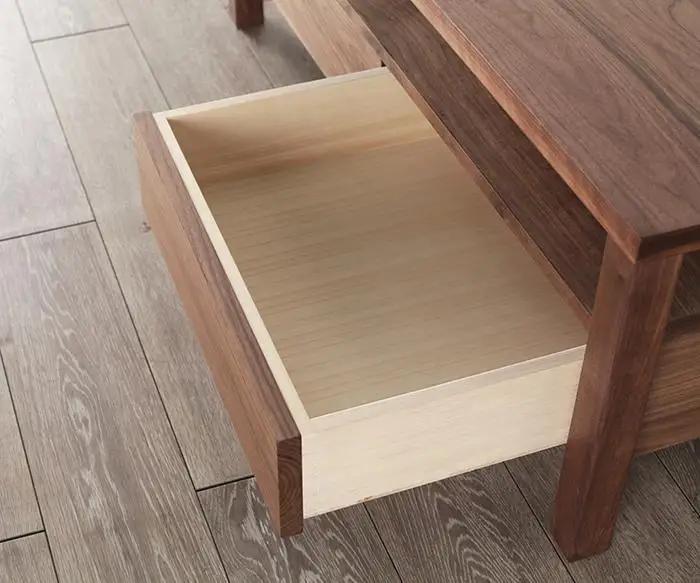 大川家具 フォレス 110センターテーブル 引出し付 天然木ウォールナット