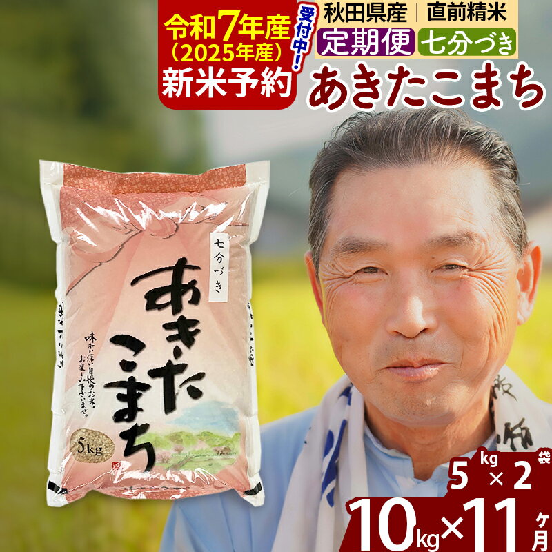 【ふるさと納税】※令和7年産 新米予約※《定期便11ヶ月》秋田県産 あきたこまち 10kg【7分づき】(5kg小分け袋) 2025年産 お届け時期選べる お届け周期調整可能 隔月に調整OK お米 おおもり