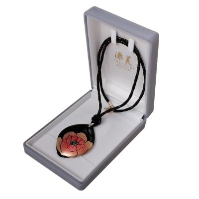 ふるさと納税 海南市 漆器のペンダント　ダイヤ形　手描き蒔絵　牡丹