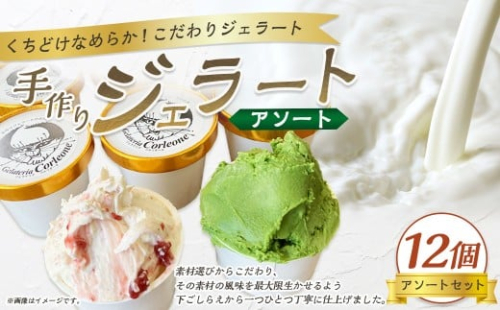 手作りジェラート 12個セット（アソート） 各110ml×12個 おまかせ 12個 フレーバー アーモンドプラリネ 抹茶 バターキャラメル ラテ ラズベリー マーブル チョコラータ ティラミス ゴルゴンゾーラ マンゴー 菊川市 静岡県