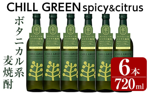 
B-316H 新感覚ボタニカル系麦焼酎「CHILL GREEN（チルグリーン） spicy&citrus」720ml×6本　計6本【林酒店】
