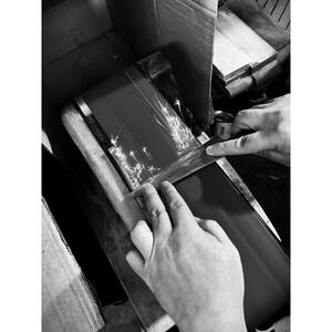 はがね出刃包丁　＜親子ねこ＞　和風レトロモダン　木製ハンドル