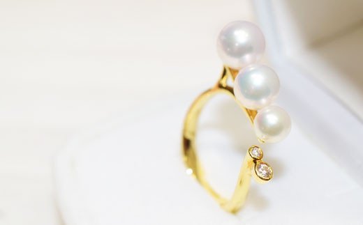 S101-210_天草産 あこや真珠とダイヤモンド リング ベビーパール（6号）