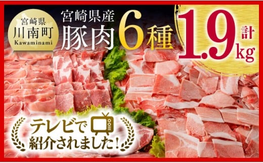 ヒルナンデスで紹介！※令和7年10月発送※宮崎県産豚肉６種　1.9kg 【国産 宮崎県産 豚 ぶた 肉 ロース バラ とんかつ 焼肉】