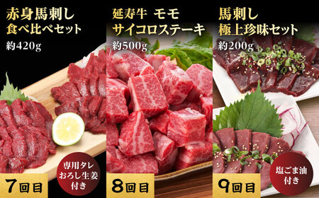 【12回定期便】熊本県産 黒毛和牛 あか牛 馬刺し 豪華食べ比べ【有限会社 九州食肉産業】[ZDQ173]