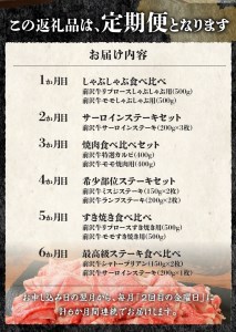 前沢牛定期便 シャトーブリアンが入った贅沢食べ比べ6カ月コース（全6回） [U0084]