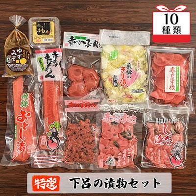 ふるさと納税 下呂市 やましげ特撰「下呂の漬物セットA」10種類(漬物各種・辛唐味噌・ゆず味噌)【83-6】