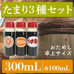 たまり醤油 お試し 3種 セット 計300mL 100mL × 3本 ( ふるさと納税 調味料 ふるさと納税 たまり 醤油 しょうゆ 発酵食品 自然食品 手造り 熟成 醸造 腸活 ふるさと納税たまり ふるさと納税醤油 ふるさと納税しょうゆ ) 愛知県 南知多町 徳吉醸造 人気 おすすめ