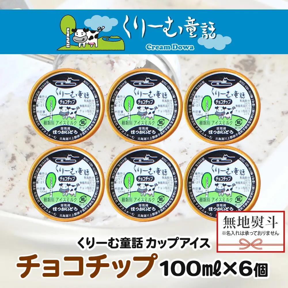 無地熨斗 くりーむ童話 カップアイス チョコチップ 100ml×6個 アイスクリーム アイス スイーツ 牛乳 ミルク 贈り物 gift ギフト プレゼント 詰め合わせ 送料無料 北海道 弟子屈町 23