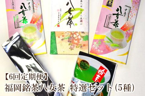 【6回定期便】福岡銘茶八女茶　特選セット5種合計550g【001-0172】