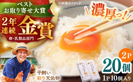 黄身の濃厚なコクと白身の甘み！たたらの里平飼い 彩り天佑卵 20個入り（10個×2P）たまご 卵 放牧卵 島根県雲南市/株式会社たなべたたらの里（たなべ森の鶏舎）[AIDL011]