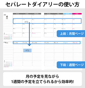 セパレートダイアリー　ウィークリー＆マンスリーA5　ラウンドカバー付き「4月始まり」 [082I02]システム手帳 セパレート手帳 マンスリー手帳 ウィークリー手帳