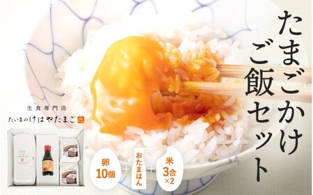たまごかけご飯セット 卵10個入り ／ たいまのけはやたまご 卵 たまごかけご飯 おたまはん お米 生卵 奈良県 葛城市【tegg007】