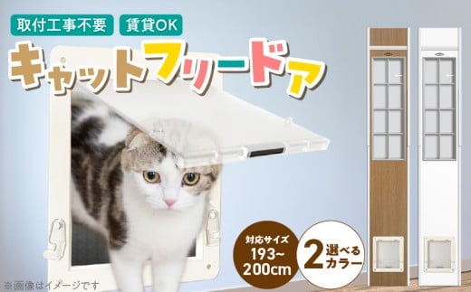 猫用キャットフリードア　JD-1900 _ 猫用 フリードア 白 木目 工事不要 パネル一体型 ペットドア 賃貸可 サッシ 引き戸レール 取付 簡単 手動 ロック機能付き 明かり窓 高さ調整可能 受注生産 木製品 日本製 国産 ペット用品 お取り寄せ 福岡県 久留米市 送料無料 _Qx101-02